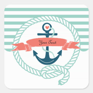 Anchors Nautical Square Sticker
