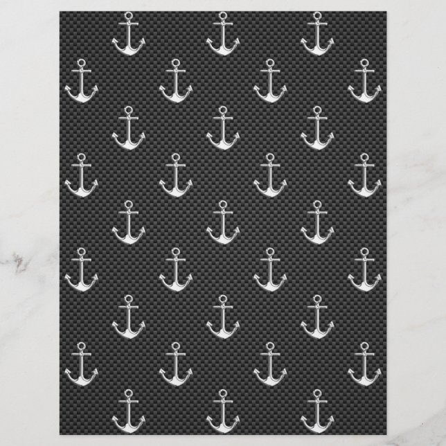 Anchors on Black Carbon Fibre Pattern (Front)