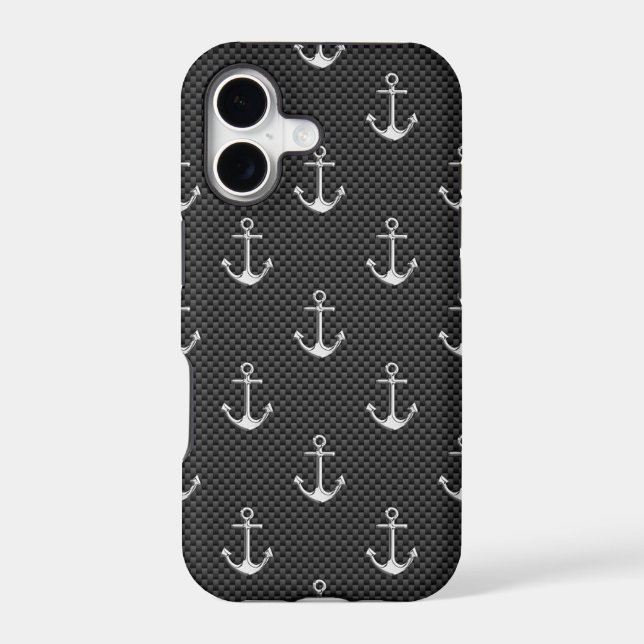 Anchors on Black Carbon Fibre Pattern (Back)