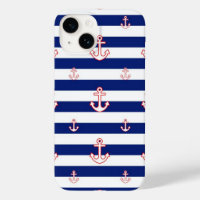 Anchors on Blue Stripes Nautical Style