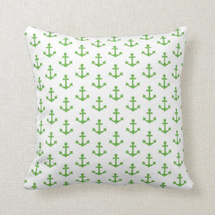 Anchors Pattern Nautical Lime Green White Sail Cushion