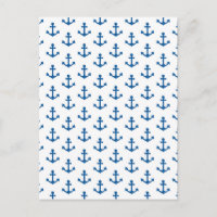 Anchors Pattern Nautical Royal Blue White Sailor