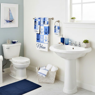 Anchors personalised bath towel set