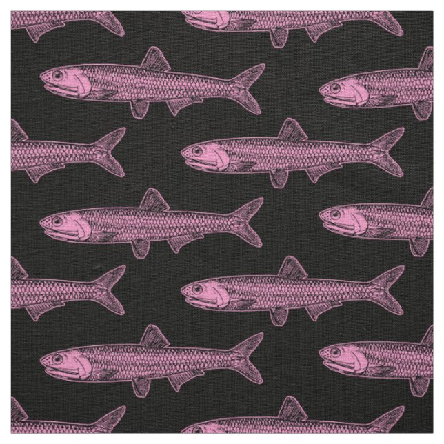 Anchovy Pattern - Pink and Black Fabric (Swatch)