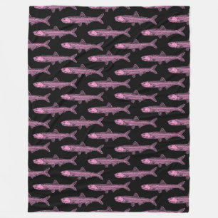 Anchovy Pattern - Pink and Black Fleece Blanket