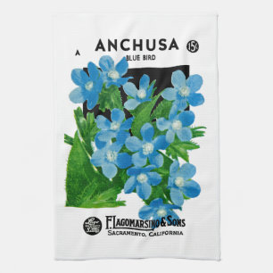 Anchusa Seed Packet Label. Tea Towel