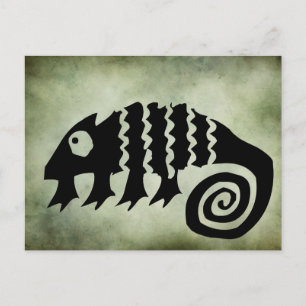 ancient african tribal symbols linocut postcard