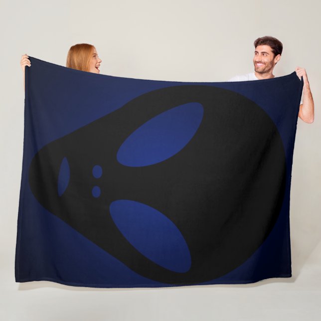Ancient Alien Face  - The Greys Fleece Blanket (In Situ)