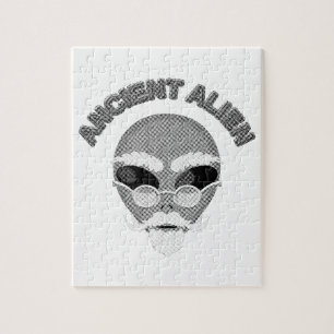 Ancient Alien Head Newsprint Jigsaw Puzzle