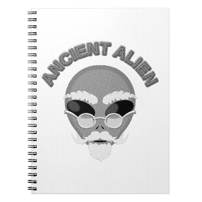 Ancient Alien Head Newsprint Spiral Notebook (Front)