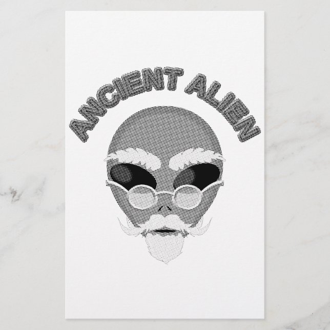 Ancient Alien Head Newsprint Stationery (Front)