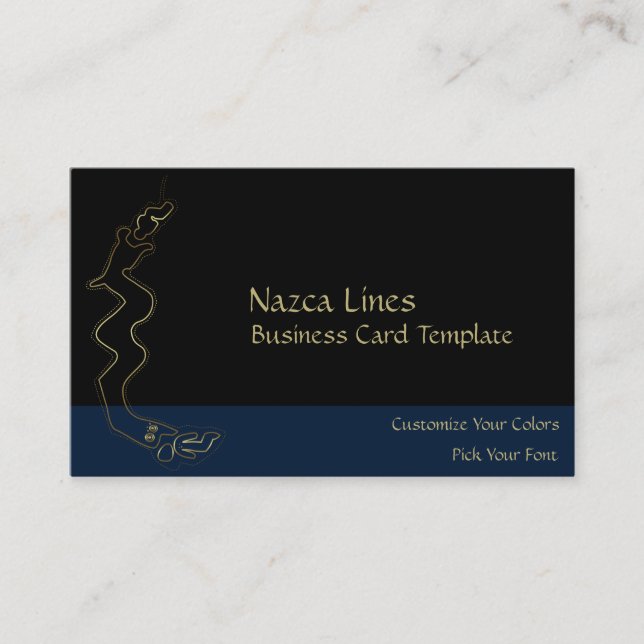 Ancient Alien Logo Gold Metallic Nazca Lines Business Card (Front)