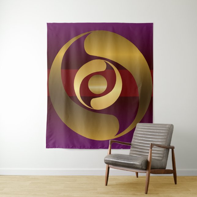 Ancient Alien Symbols Gold Crop Circle Tapestry (In Situ)