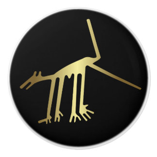 Ancient Animals Geoglyph Gold Animals Ceramic Knob