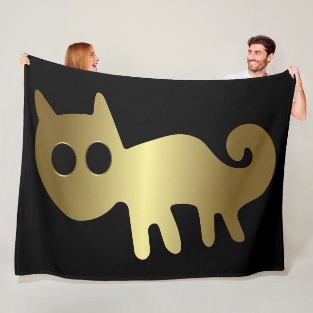 Ancient Animals - Gold Cat or Fox Animal Fleece Blanket (In Situ)