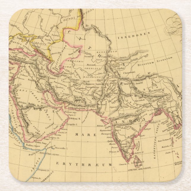 Ancient Asia Square Paper Coaster (Front)