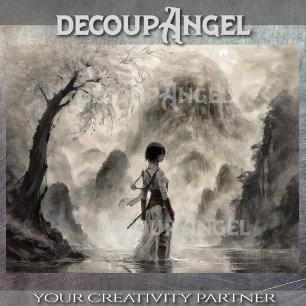 Ancient Asian Female Warrior - decoupage -  Tissue Paper