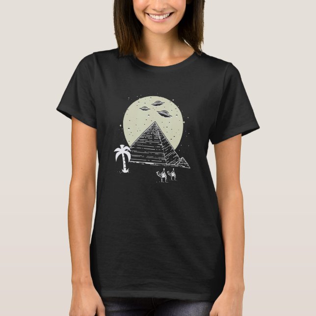 Ancient Astronaut Egyptian Pyramid UFO Conspiracy  T-Shirt (Front)