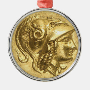 Ancient Athena Coin Metal Tree Decoration