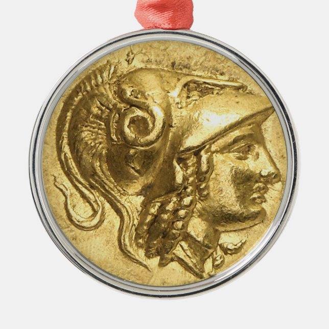 Ancient Athena Coin Metal Tree Decoration (Front)