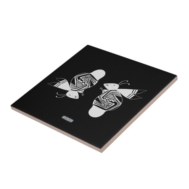 Ancient bees ink painting tile (Side)