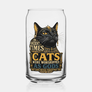 Ancient Black Cat Attitude Can Glass