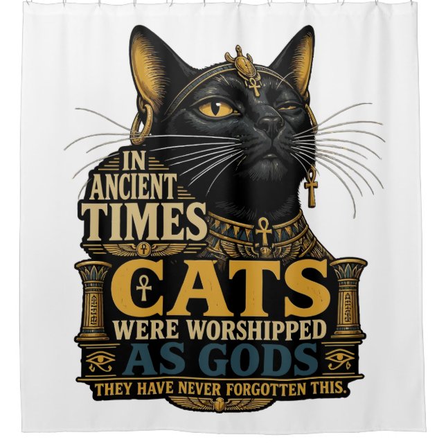 Ancient Black Cat Attitude Shower Curtain (Front)