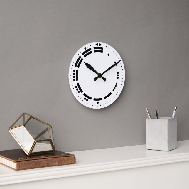 Ancient Black White Mayan Numerals Vector Art Round Clock (Office)