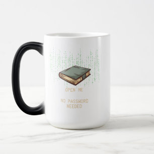 Ancient Book With Binary Code Quote for Tech Geek Magic Mug