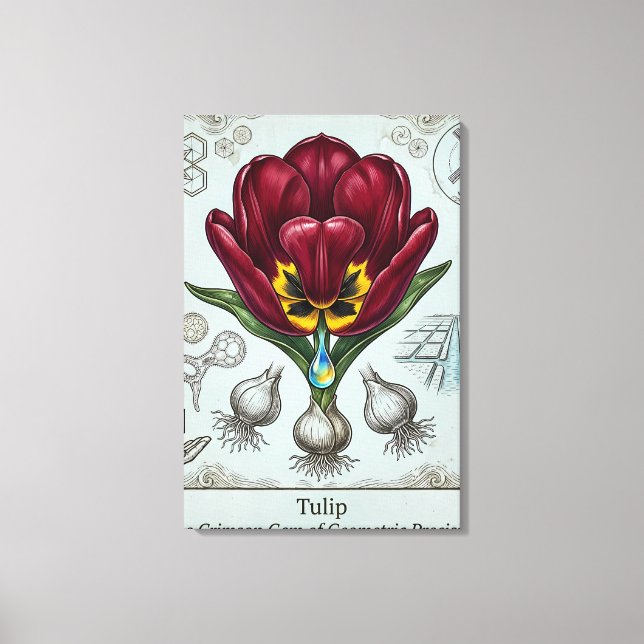 Ancient Botanical Floral Motif Canvas Print (Front)