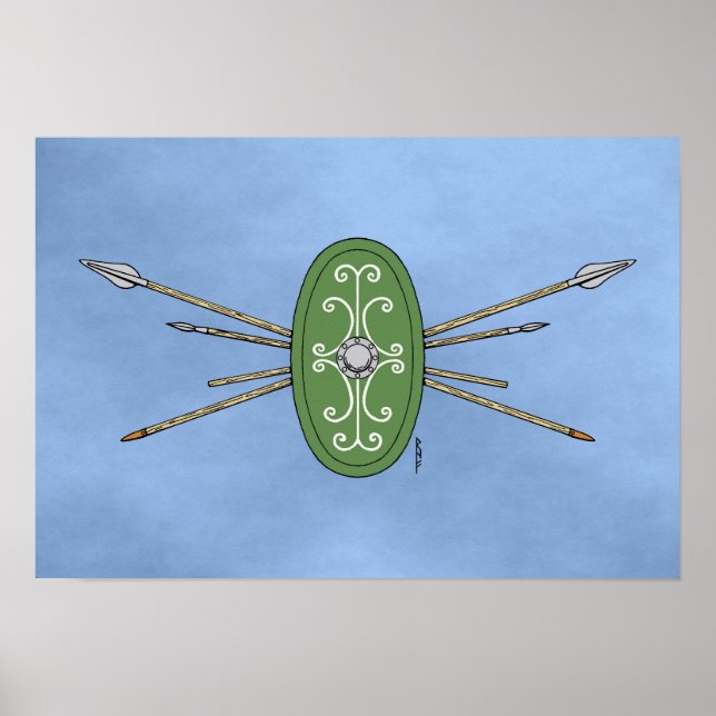Ancient Celtic Shield and Spears Poster (Front)