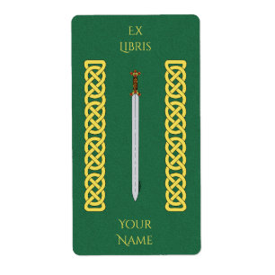 Ancient Celtic Sword and Knotwork Bookplate