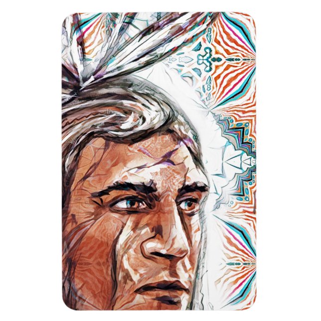 Ancient chieftan and fractal pattern magnet (Vertical)