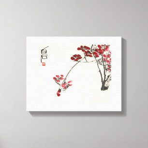 Ancient China Painting-Qi Baishi-Red Wintersweet Canvas Print