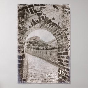 Ancient China The Great Wall Defence Scenery Old Poster
