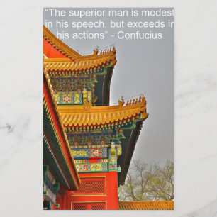 Ancient Chinese Architecture Confucius Quote Gift Stationery