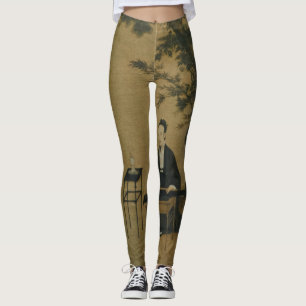 Ancient Chinese art of the musician in aged colour Leggings