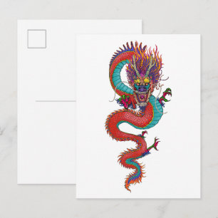 Ancient Chinese dragon illustration Postcard