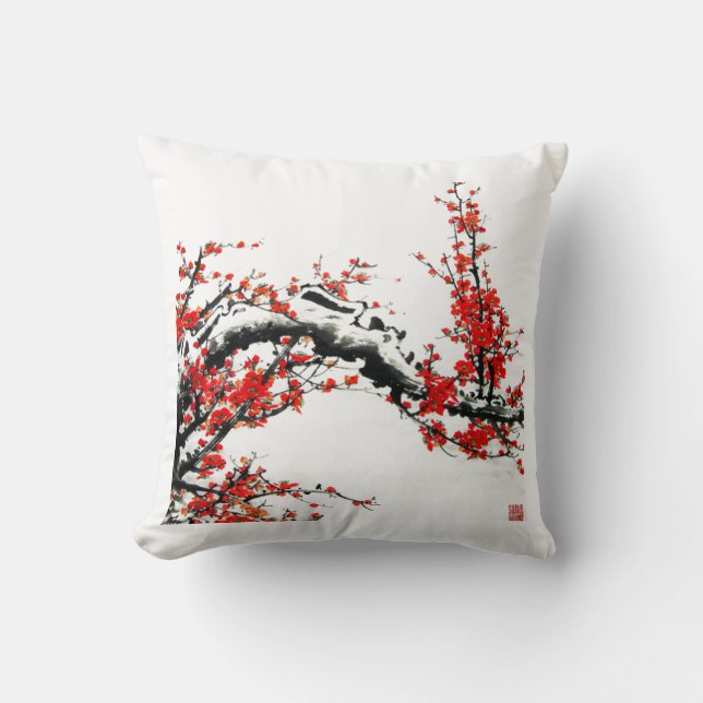 Ancient Chinese Plum Tree Cushion (Front)