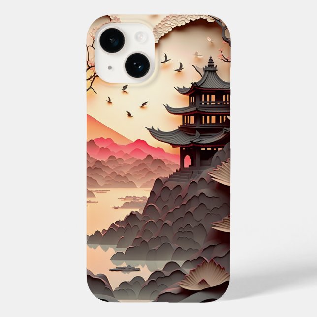 Ancient Chinese Scene Paper Cut iPhone 14 Case (Back)