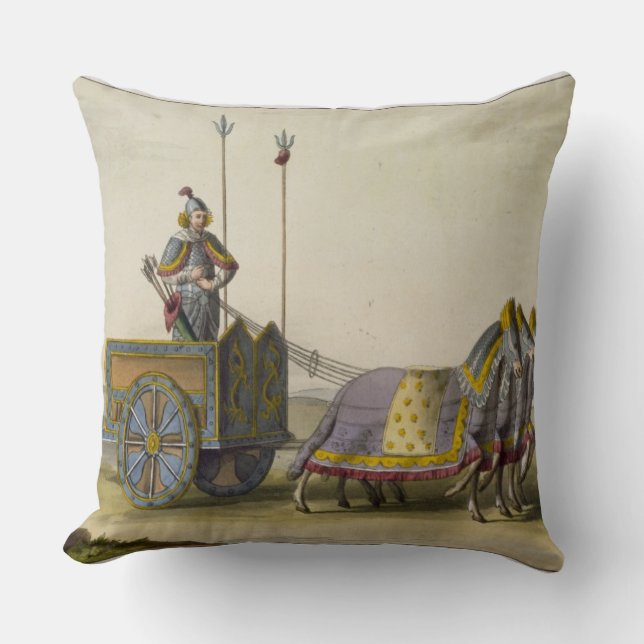 Ancient Chinese War Chariot, from 'Le Costume Anci Cushion (Front)