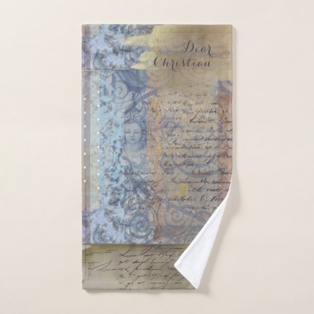 Ancient chronicles inspired brown blue custom hand towel (Hand Towel)