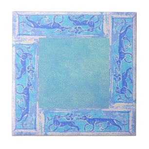 Ancient Designs In Sky Blue Fourth Of Four Tile