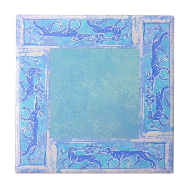 Ancient Designs In Sky Blue Fourth Of Four Tile (Front)