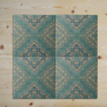 Ancient Distressed Damask Teal And Beige Tile<br><div class="desc">Unique decorative tile design featuring a distressed-looking damask pattern in shades of teal and beige.</div>