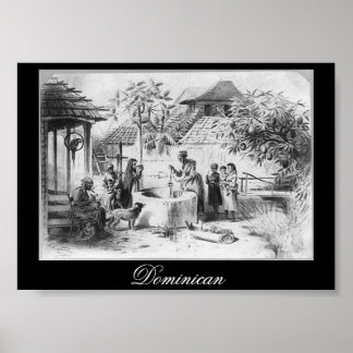 Ancient Dominican Republic Painting circa 1871 Poster