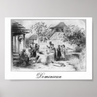Ancient Dominican Republic Painting circa 1871