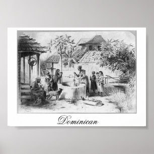 Ancient Dominican Republic Painting circa 1871 Poster