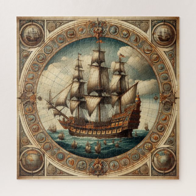 Ancient Dutch (Netherlands) Saling Ships 2 Jigsaw Puzzle (Vertical)