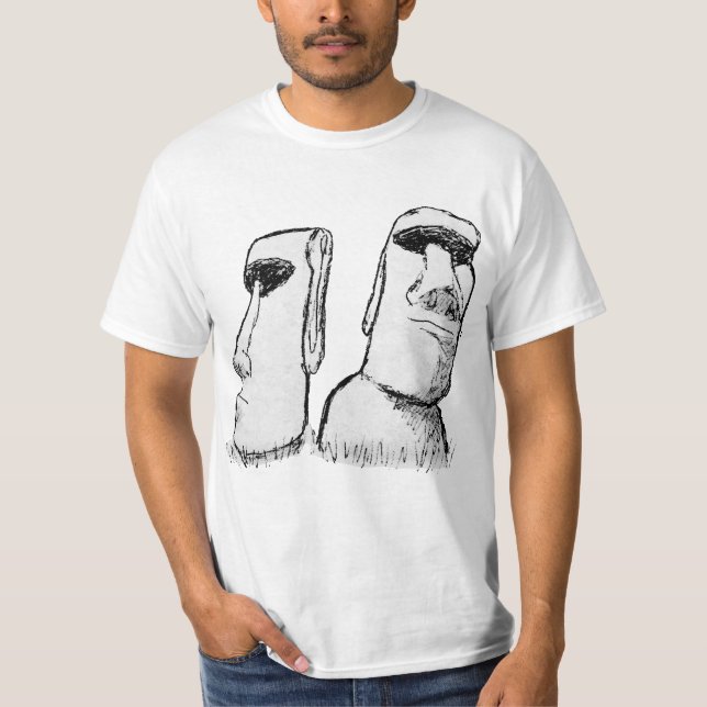 Ancient Easter Island Statues Sketch T-Shirt (Front)